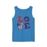 'LOVE' Graphic with American Theme Unisex Garment-Dyed Tank Top