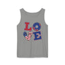 'LOVE' Graphic with American Theme Unisex Garment-Dyed Tank Top