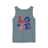 'LOVE' Graphic with American Theme Unisex Garment-Dyed Tank Top