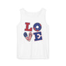 'LOVE' Graphic with American Theme Unisex Garment-Dyed Tank Top