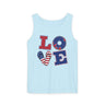'LOVE' Graphic with American Theme Unisex Garment-Dyed Tank Top