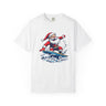 Surfing Santa T-Shirt — Retro Beach Holiday Surf Tee