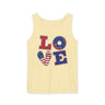 'LOVE' Graphic with American Theme Unisex Garment-Dyed Tank Top
