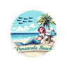 Stickers Mermaid on Beach Watching Blue Angels Round 1pc