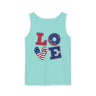 'LOVE' Graphic with American Theme Unisex Garment-Dyed Tank Top