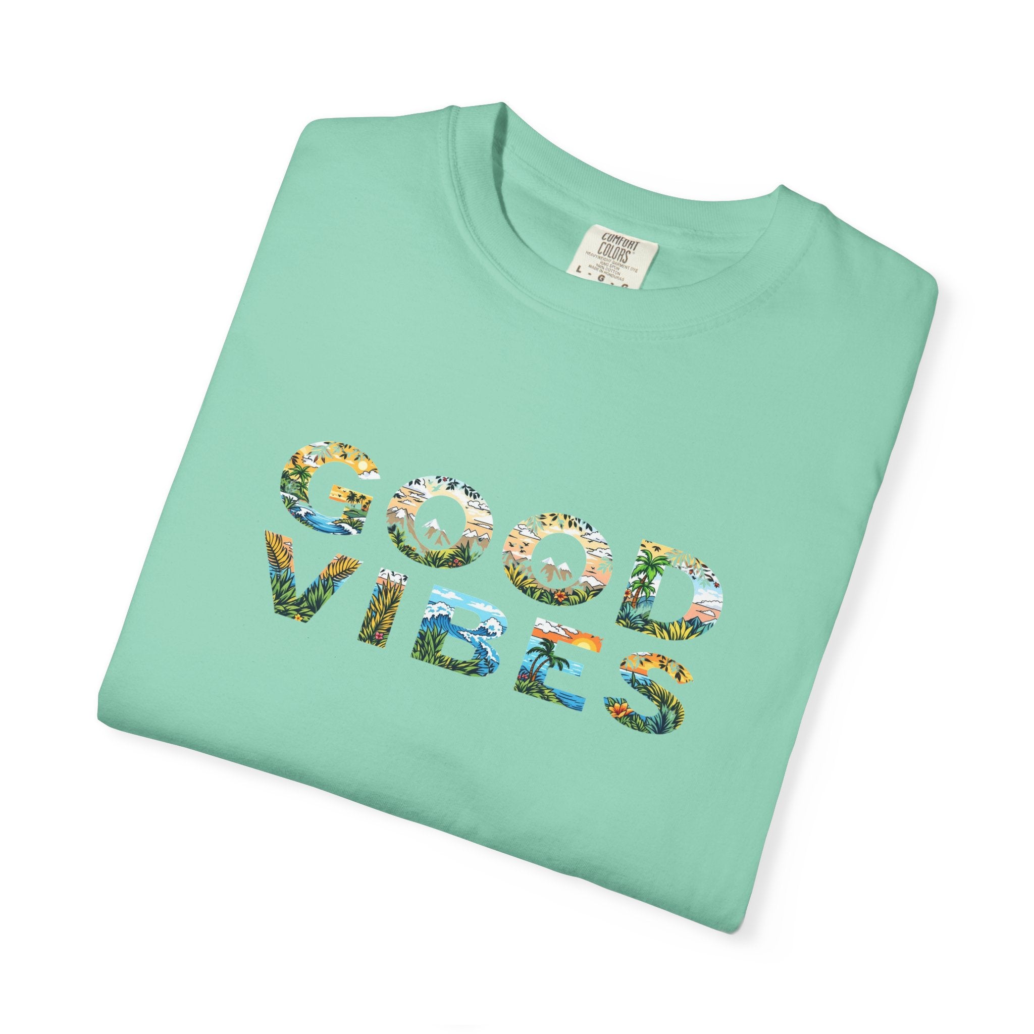 T-Shirt Donna Good Vibes Arcobaleno | Maglietta Estiva Girocollo, Mista Cotone, Casual, Con Scritta, Leggera E Morbida