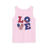'LOVE' Graphic with American Theme Unisex Garment-Dyed Tank Top